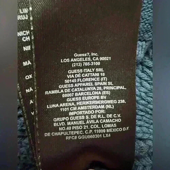 Guess Vintage Men’s Small Blue Chunky Knit Full Zip Hooded Sweater with Pockets - Picture 9 of 9